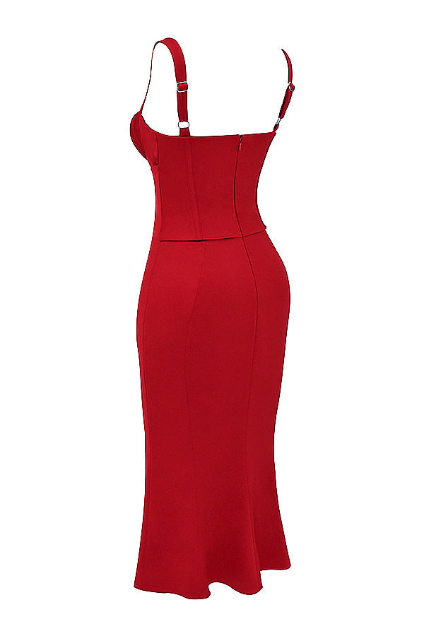 Abito corsetto con rose rosse