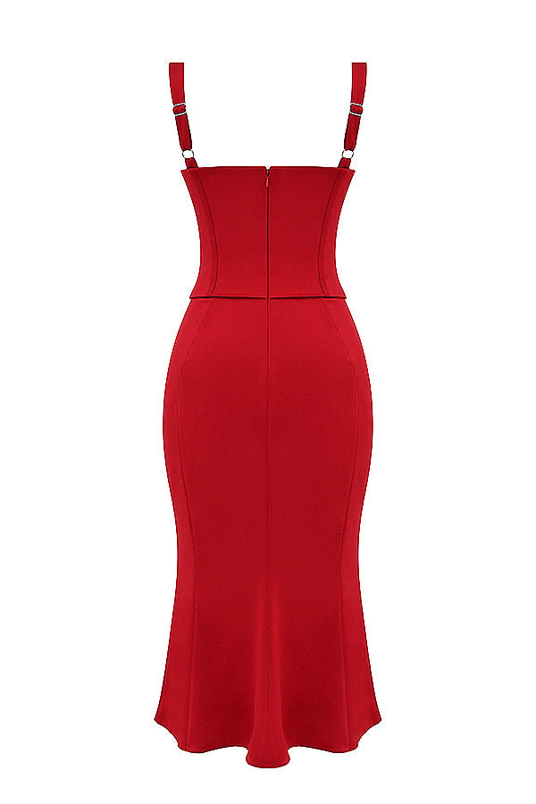 Abito corsetto con rose rosse