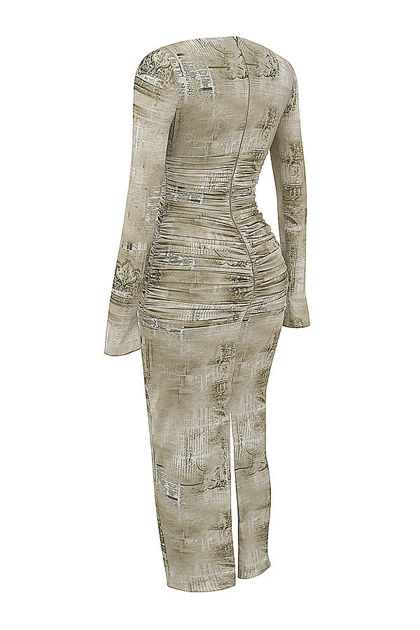 Maxi vestito con stampa salvia