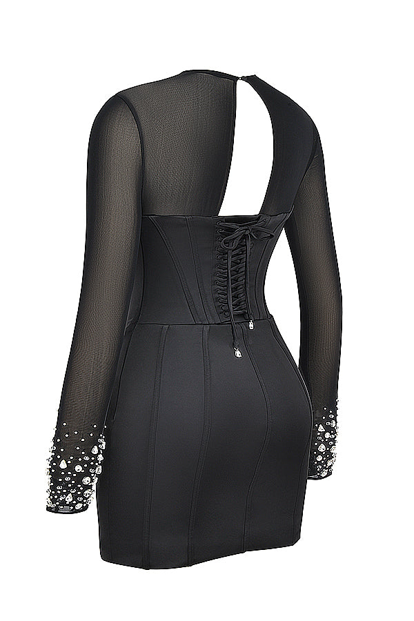 Abito corsetto nero cristallizzato