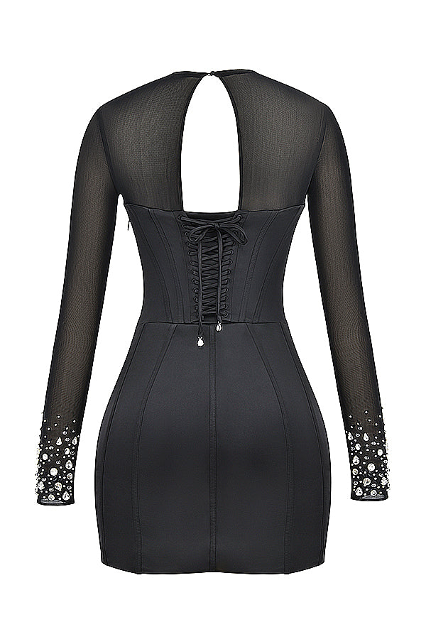 Abito corsetto nero cristallizzato