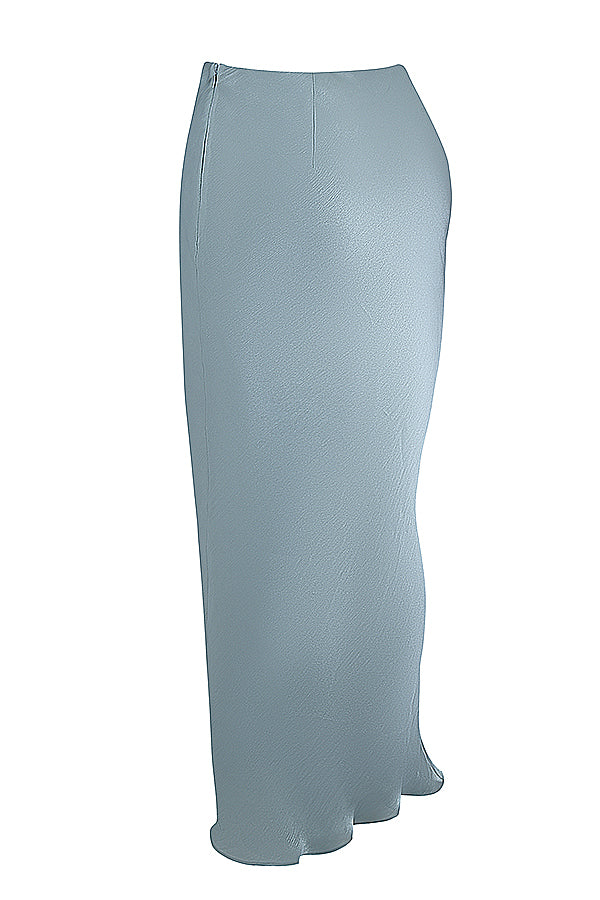 Corsetto in raso decorato blu freddo con gonna