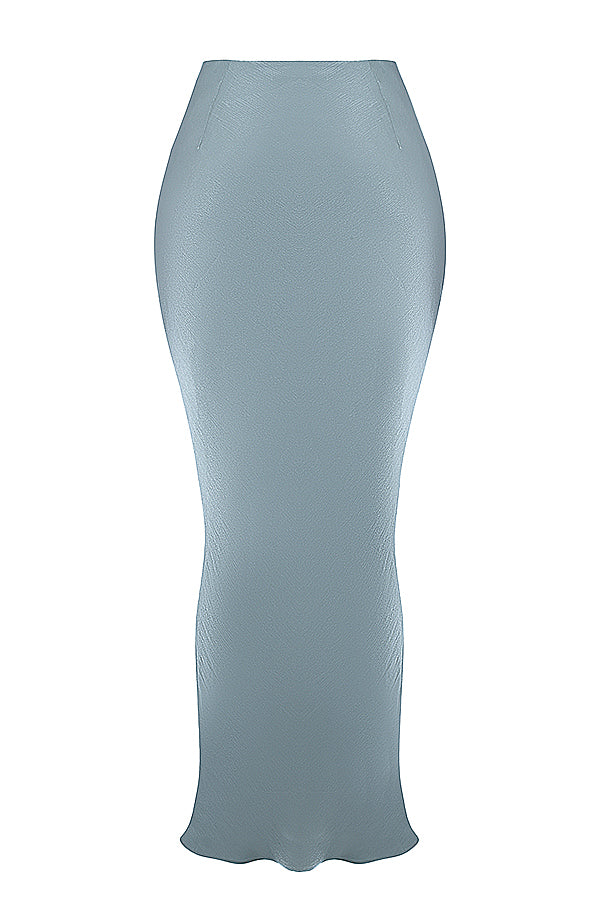 Corsetto in raso decorato blu freddo con gonna