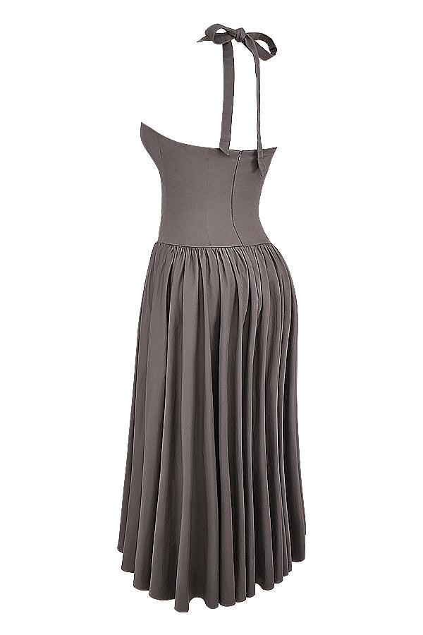 Abito midi con scollo all'americana