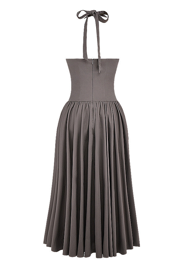 Abito midi con scollo all'americana