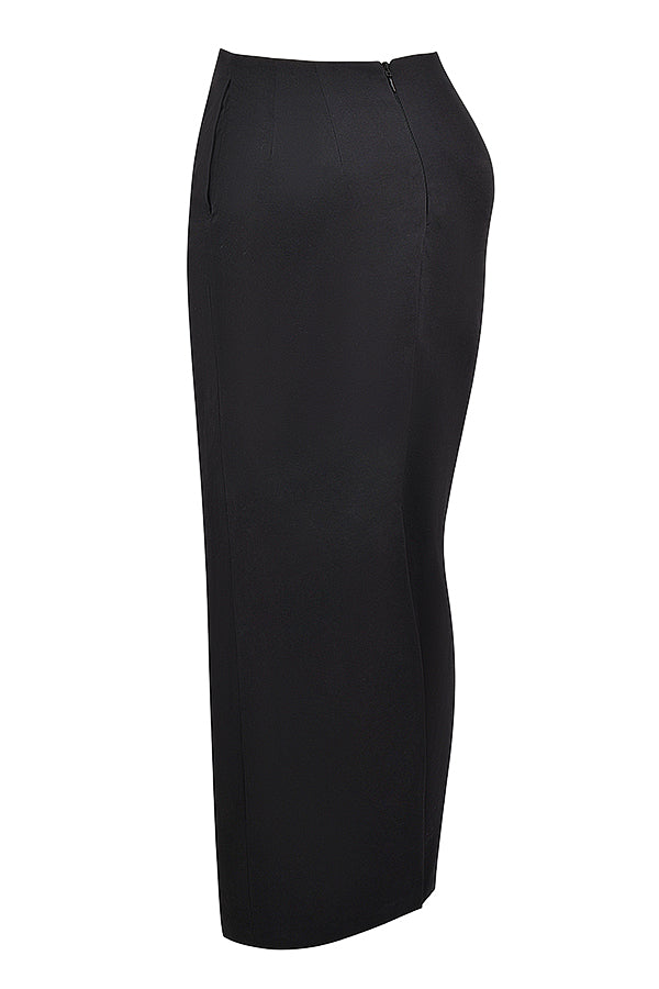 Top da smoking nero senza maniche con maxi gonna in twill
