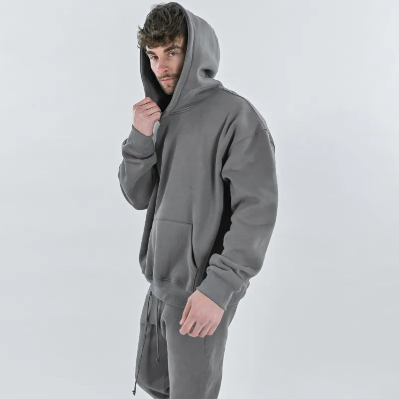 Felpa con cappuccio oversize in grigio