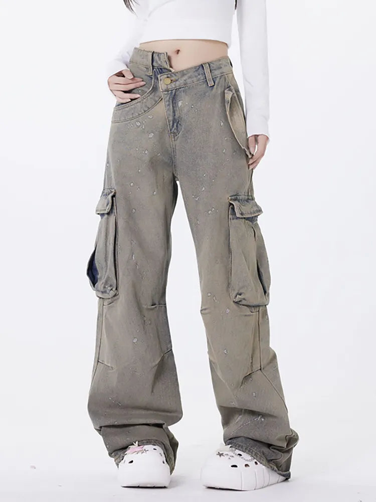Jeans rétro lavati asimmetrici