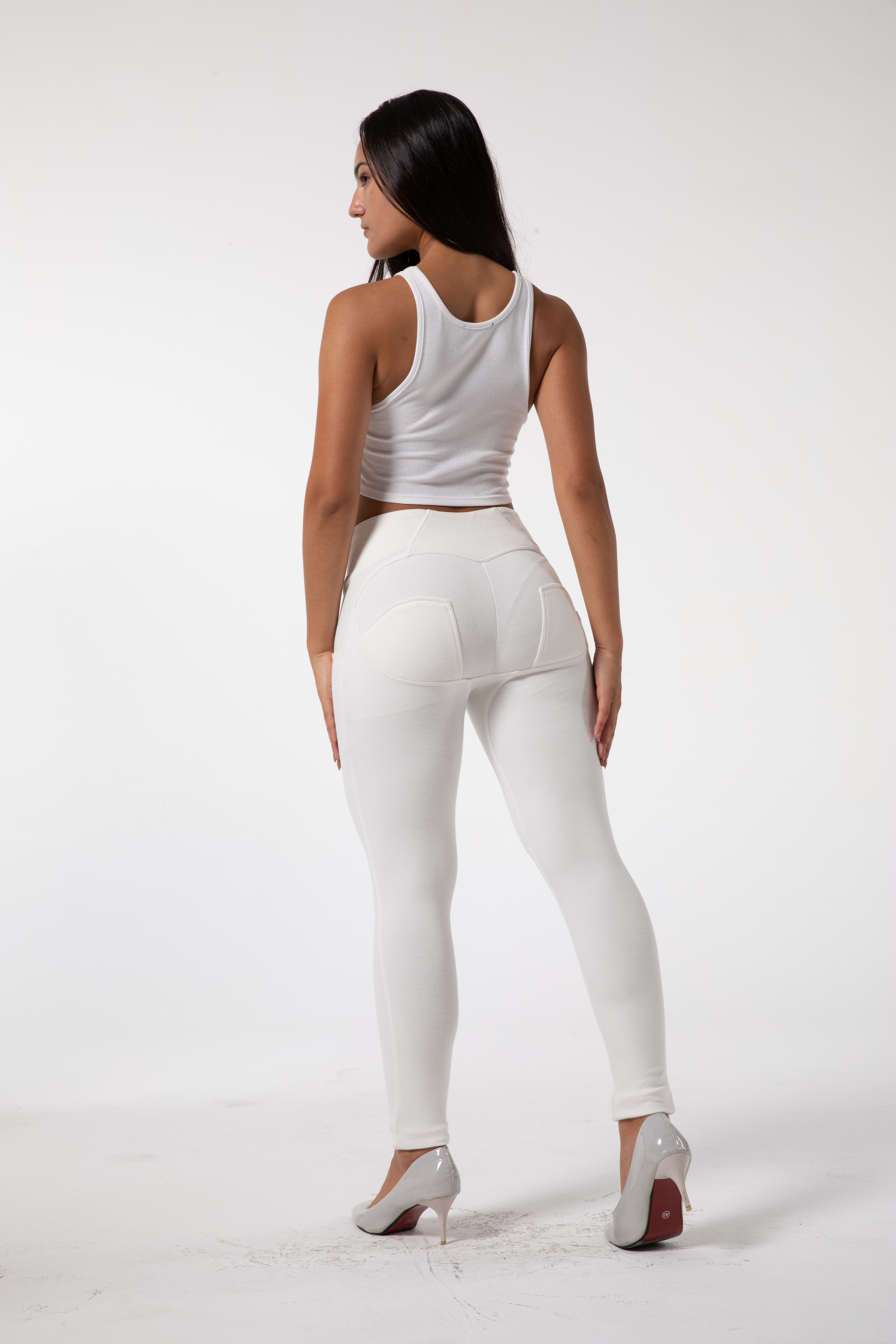 Leggings bianchi attillati a vita alta