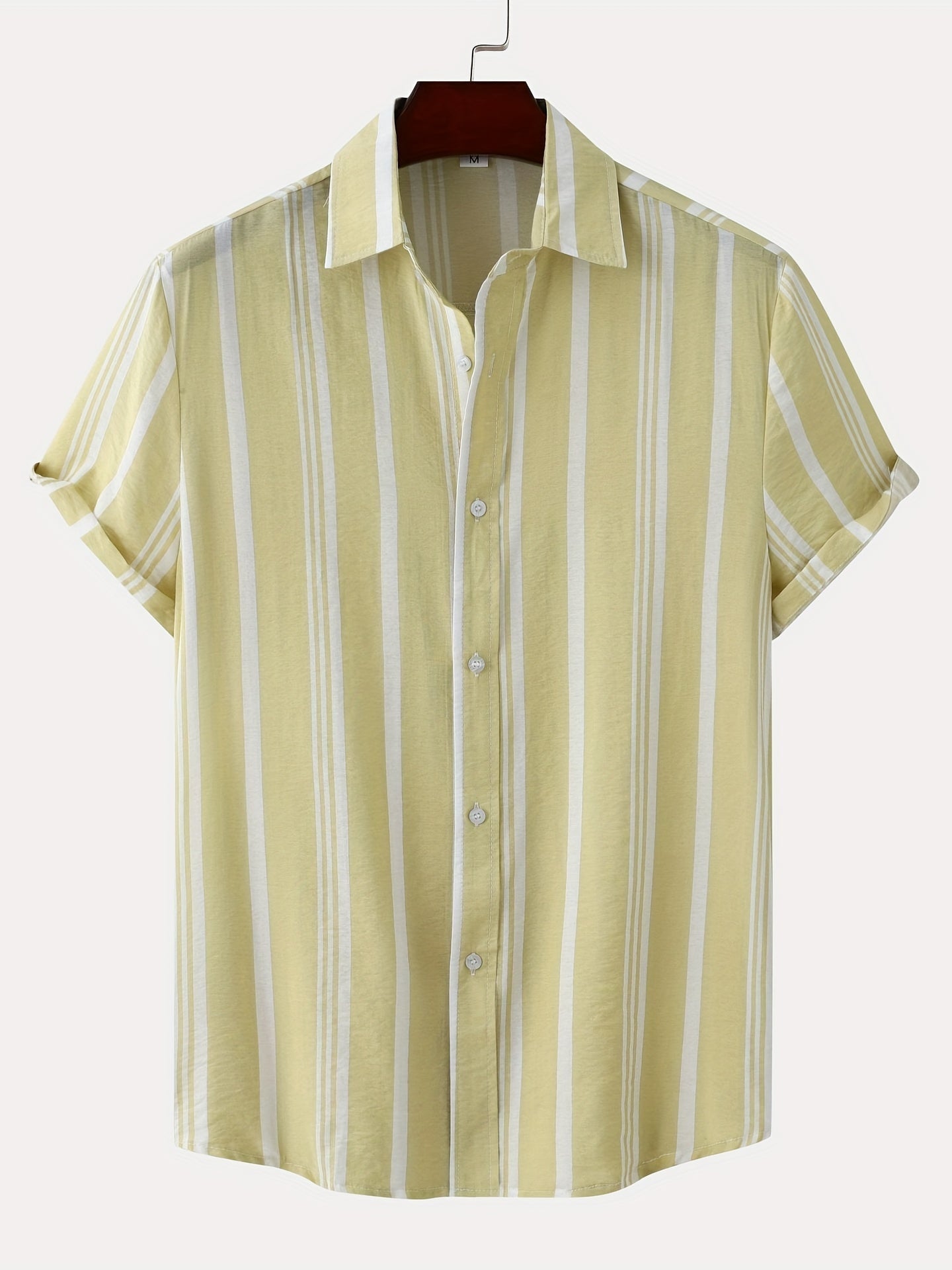 Camicia casual da uomo a maniche corte sottili con risvolto con motivo a righe