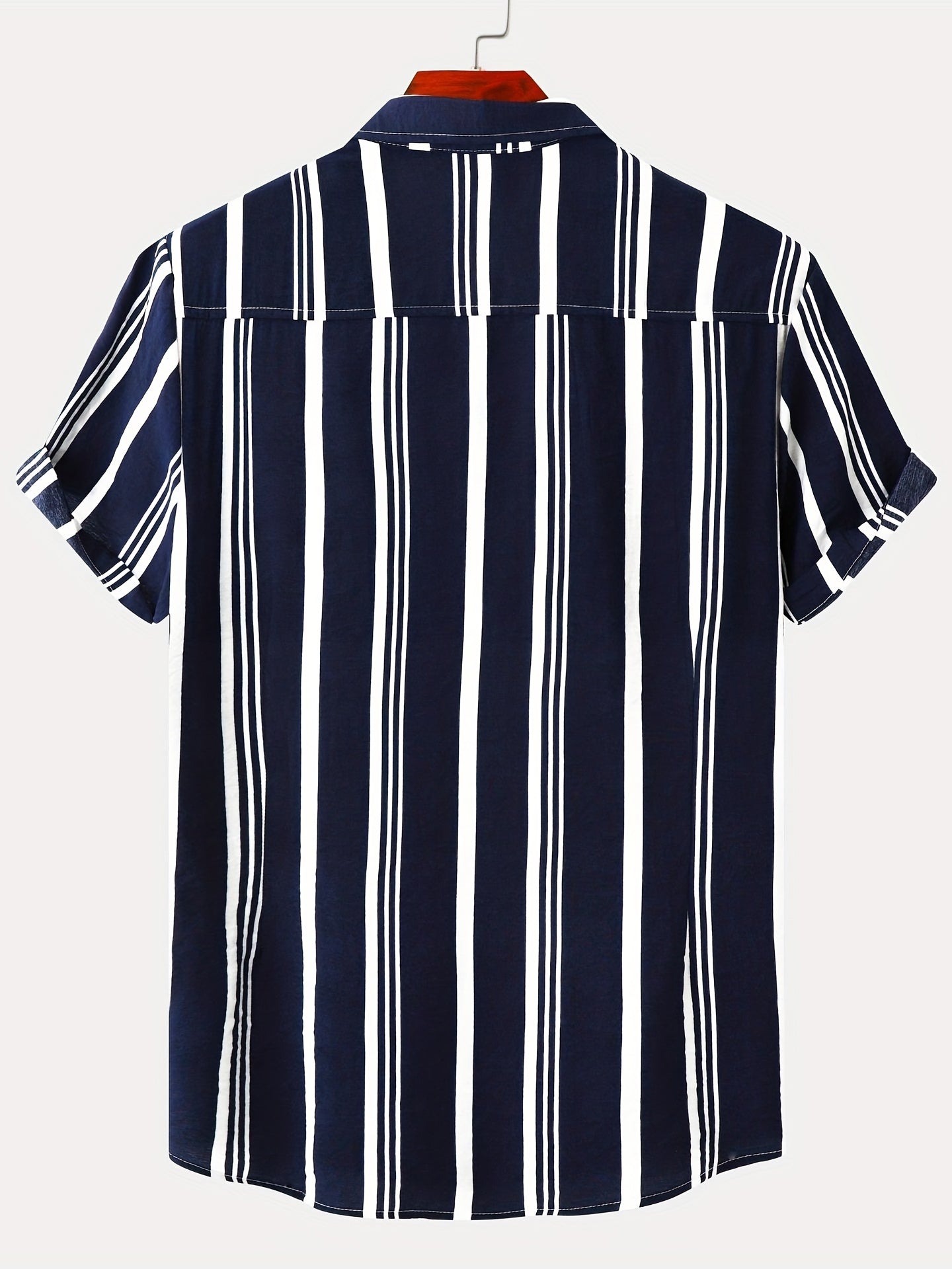 Camicia casual da uomo a maniche corte sottili con risvolto con motivo a righe