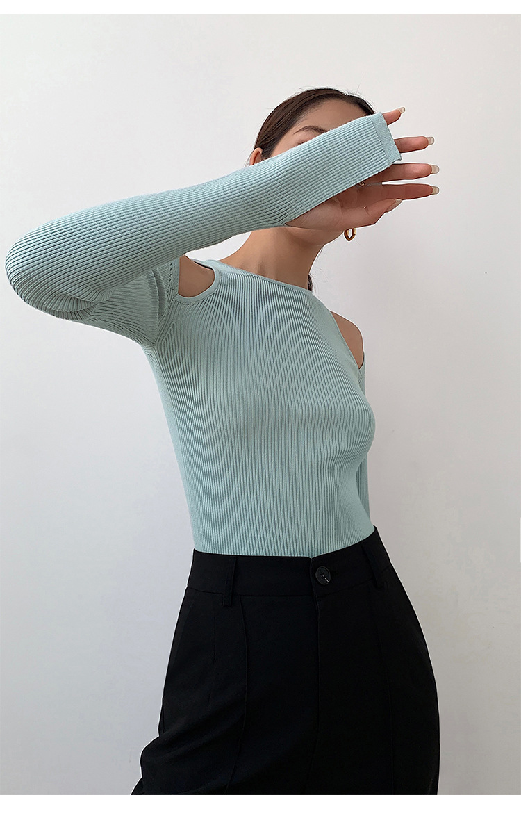 Camicia blu senza spalline con maniche lunghe