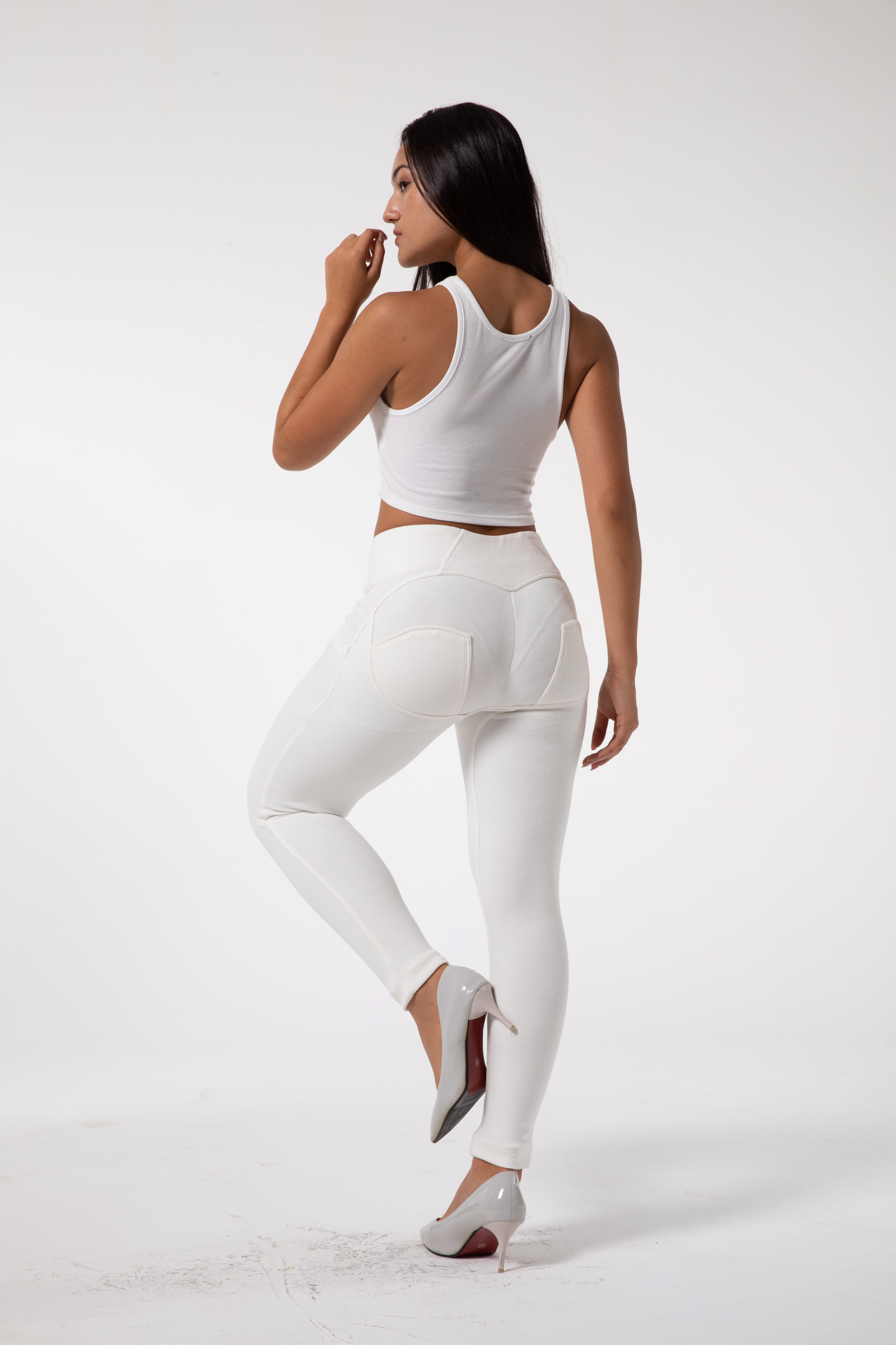 Leggings bianchi attillati a vita alta