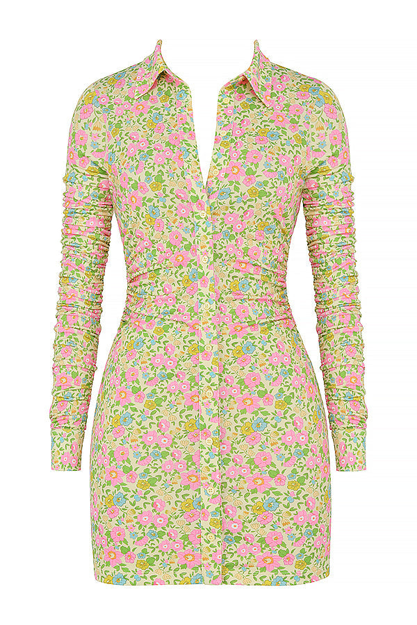 Mini abito chemisier vintage con fiori