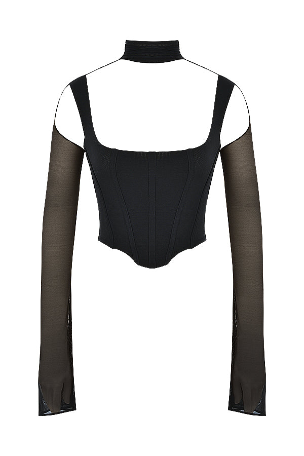 Corsetto nero a collo alto
