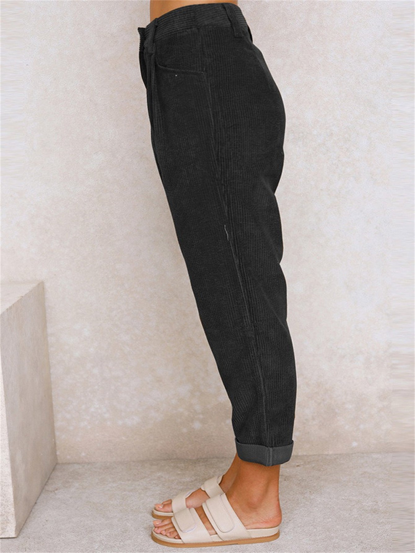 Pantaloni in velluto a coste con gamba dritta