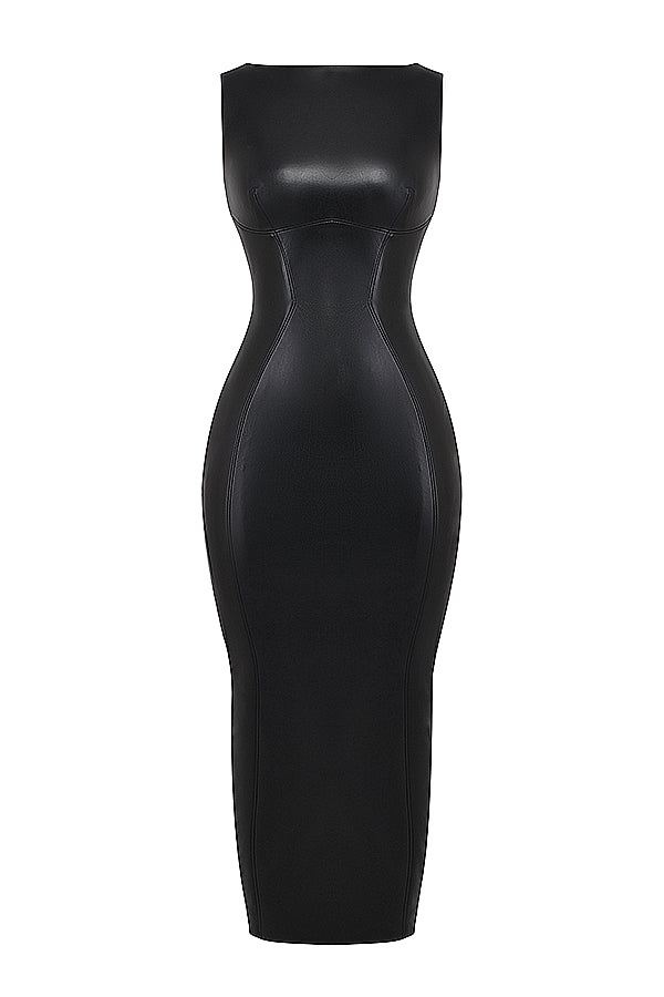 Maxi vestito in pelle di lusso