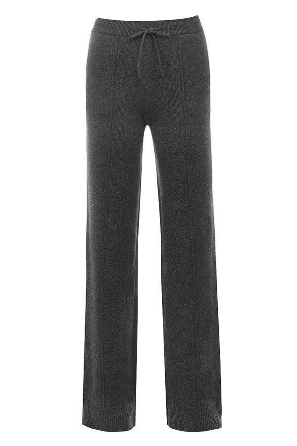 Cardigan in misto cashmere color antracite con cintura, bralette e pantaloni