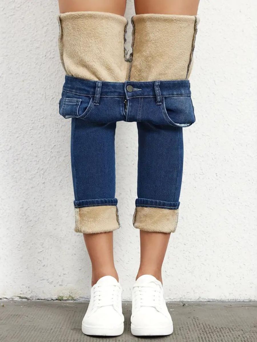 Jeans skinny con inserto in felpa