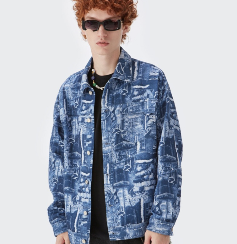 Camicia blu ampia