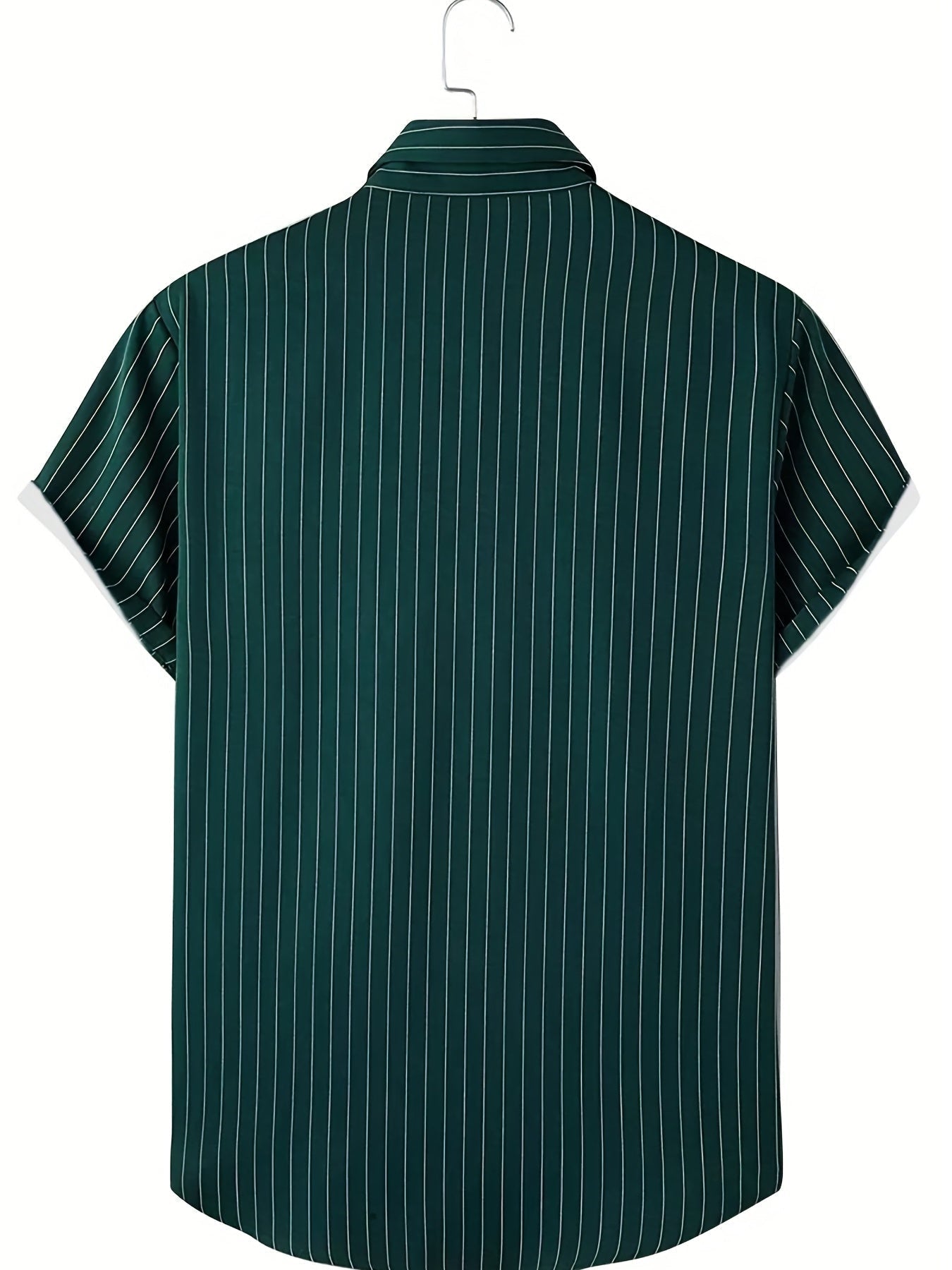 Camicia casual a righe non elasticizzata con maniche corte e bottoni da uomo