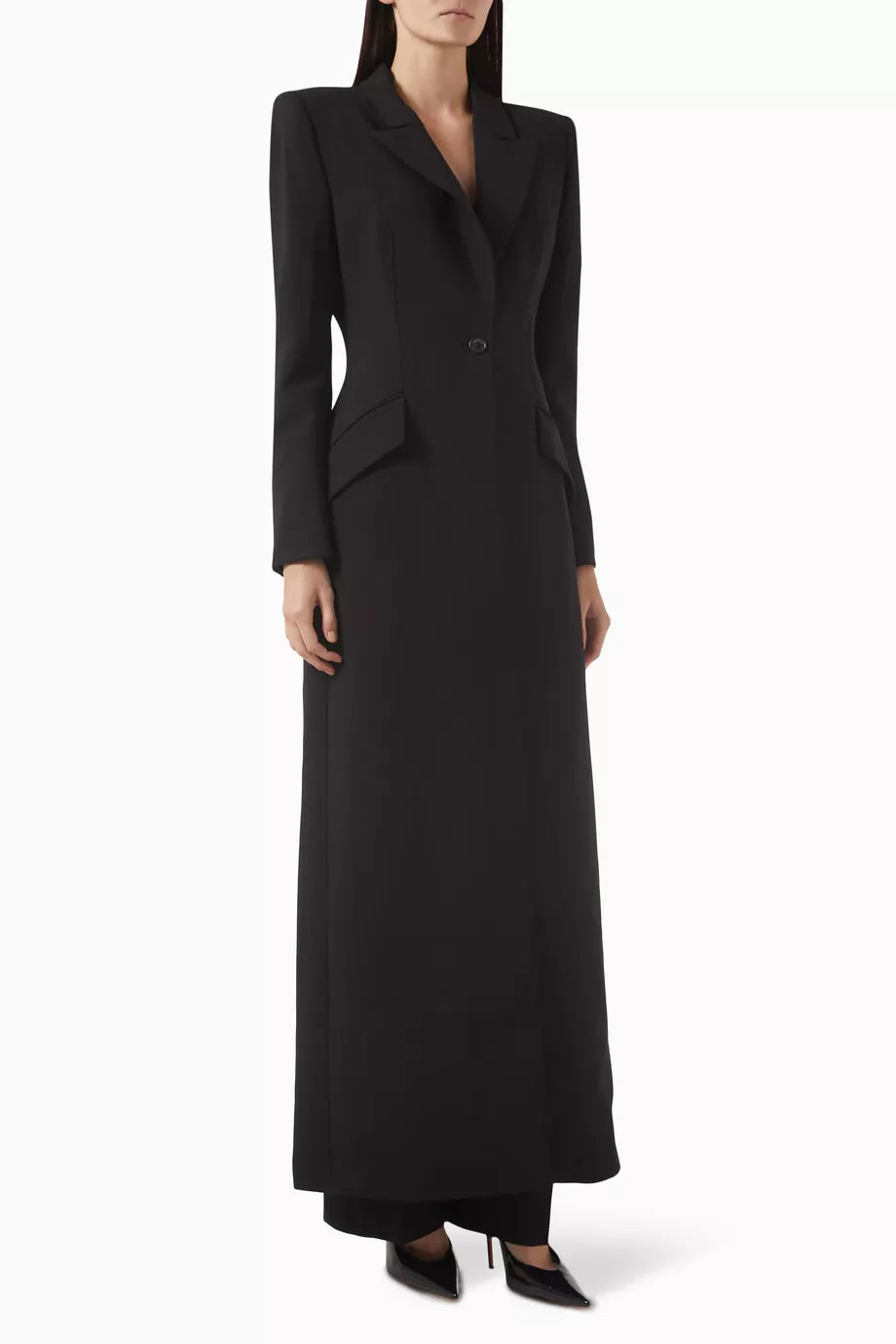 Cappotto monopetto nero in misto lana