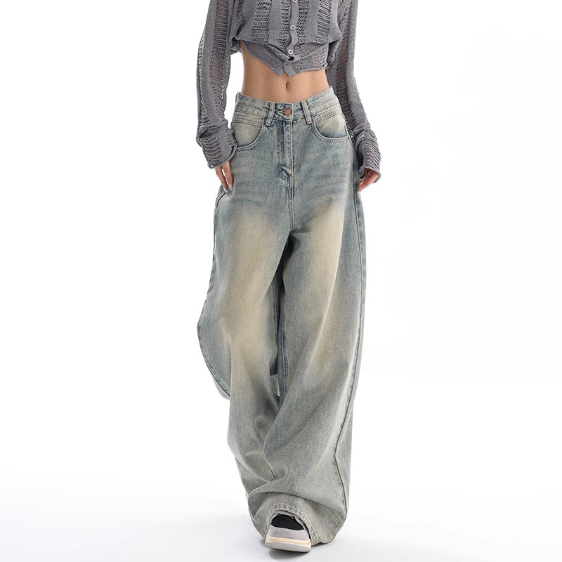 Jeans larghi lavati in stile retr?