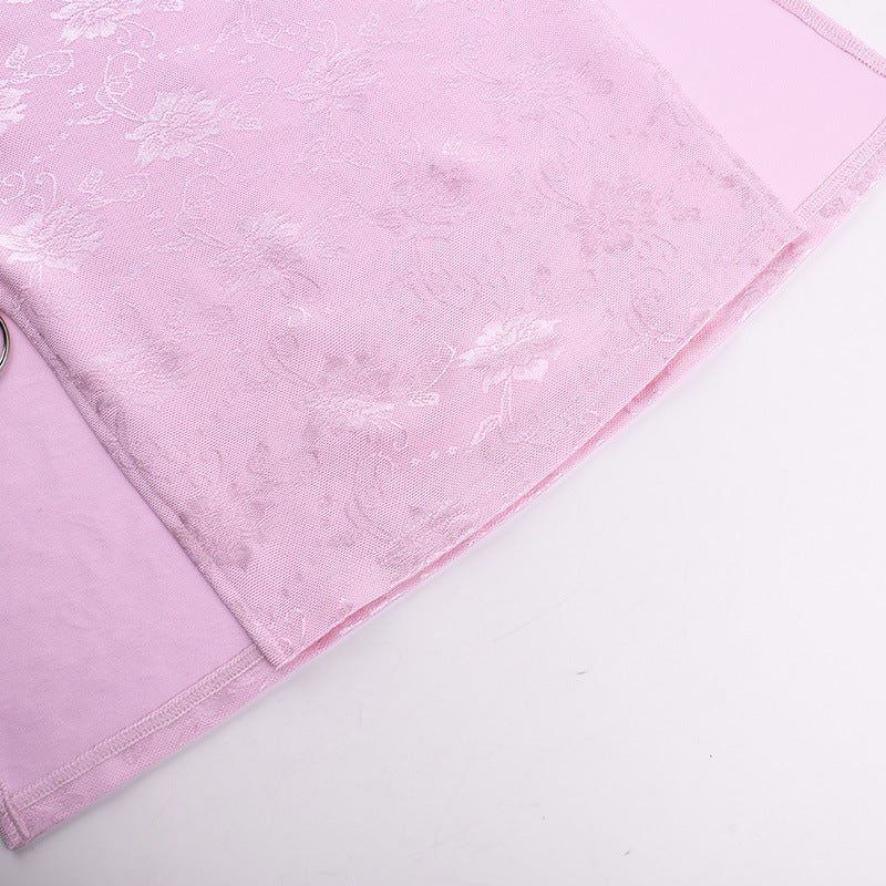 Mini abito rosa spaccato cavo