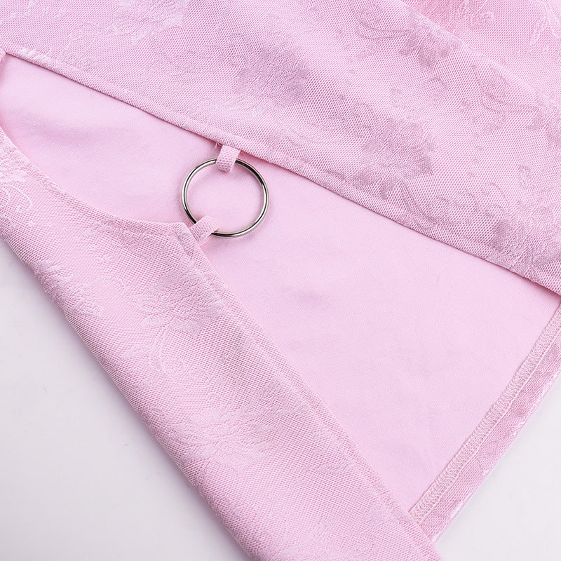 Mini abito rosa spaccato cavo