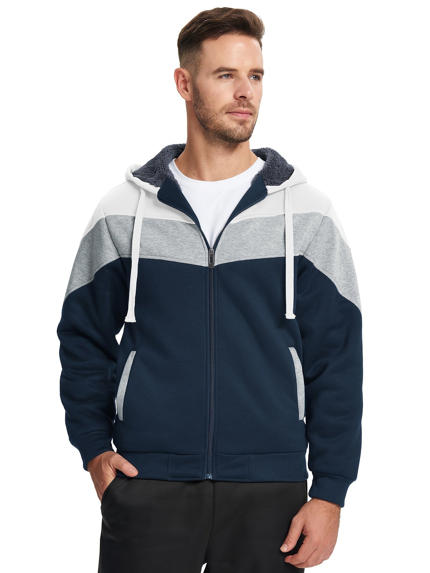 Felpa con cappuccio versatile in pelliccia da uomo