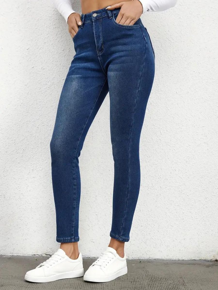 Jeans skinny con inserto in felpa