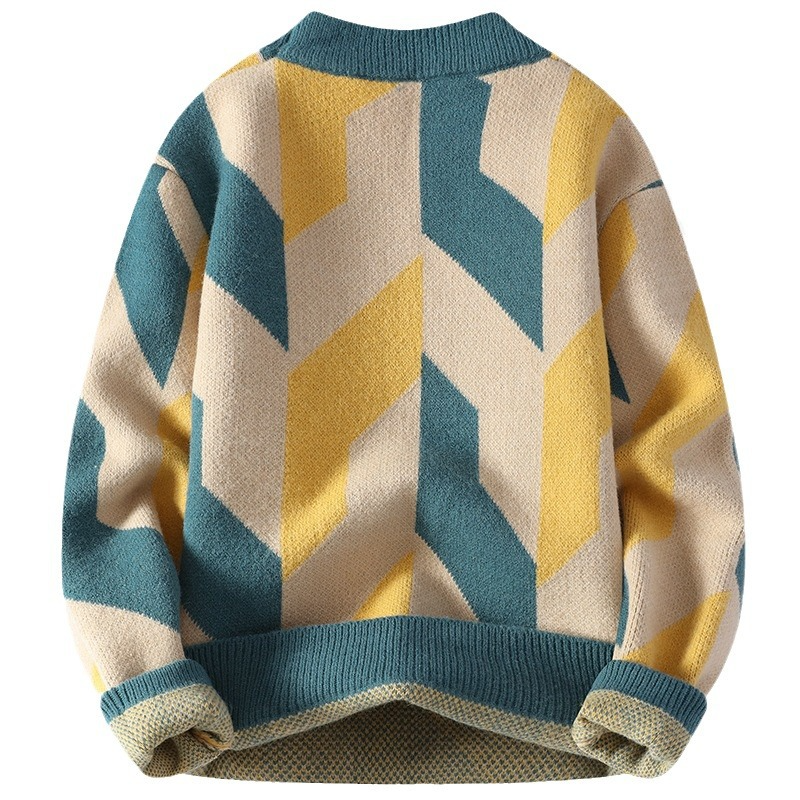 Maglione caldo a righe da uomo