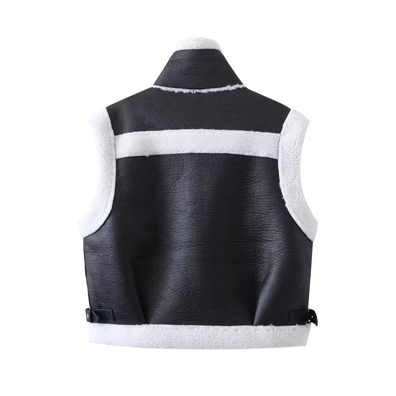 Cardigan nero con pelliccia per donna
