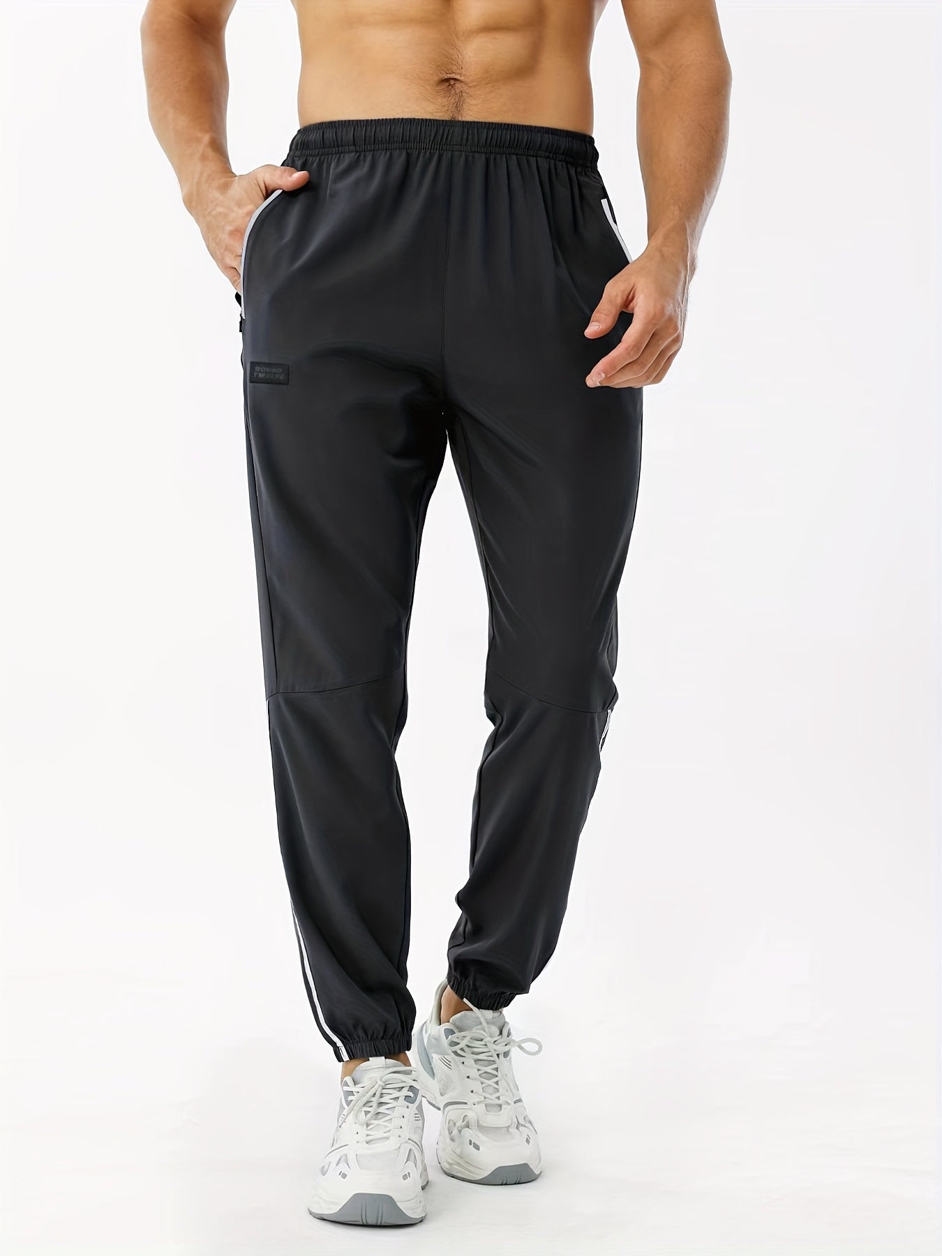Pantaloni neri con elastico in vita da uomo