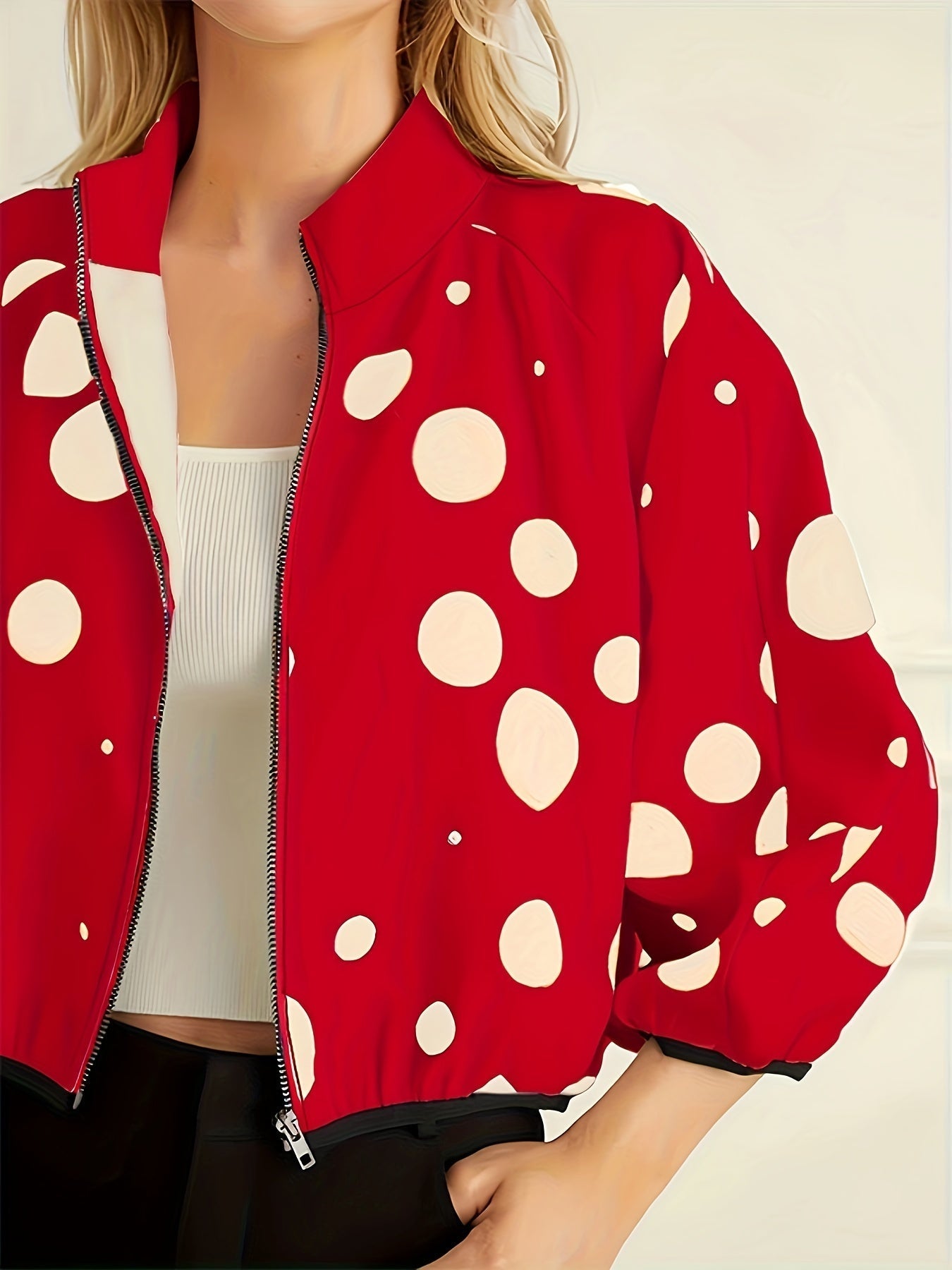 Giacca con zip e stampa a pois