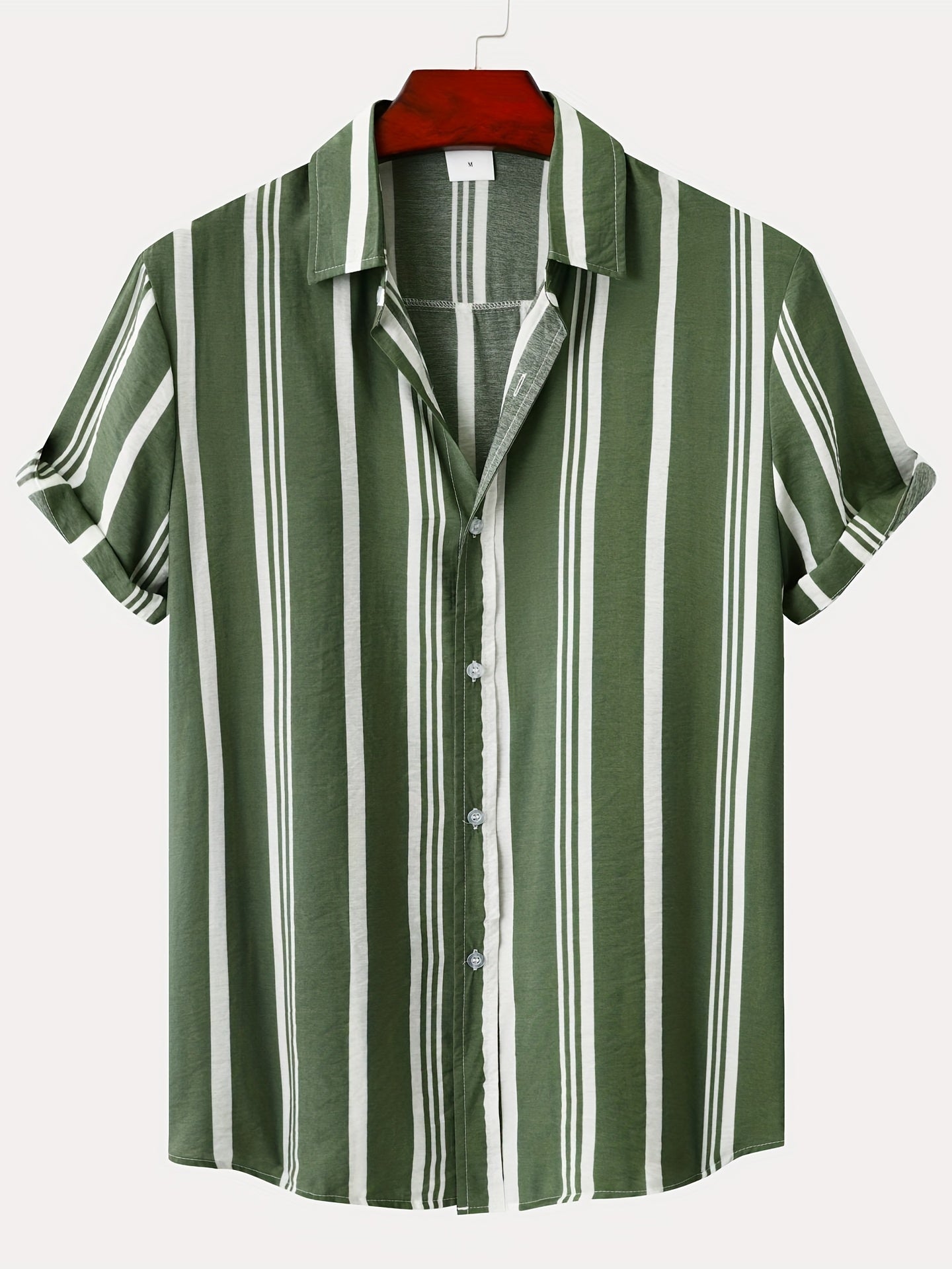 Camicia casual da uomo a maniche corte sottili con risvolto con motivo a righe