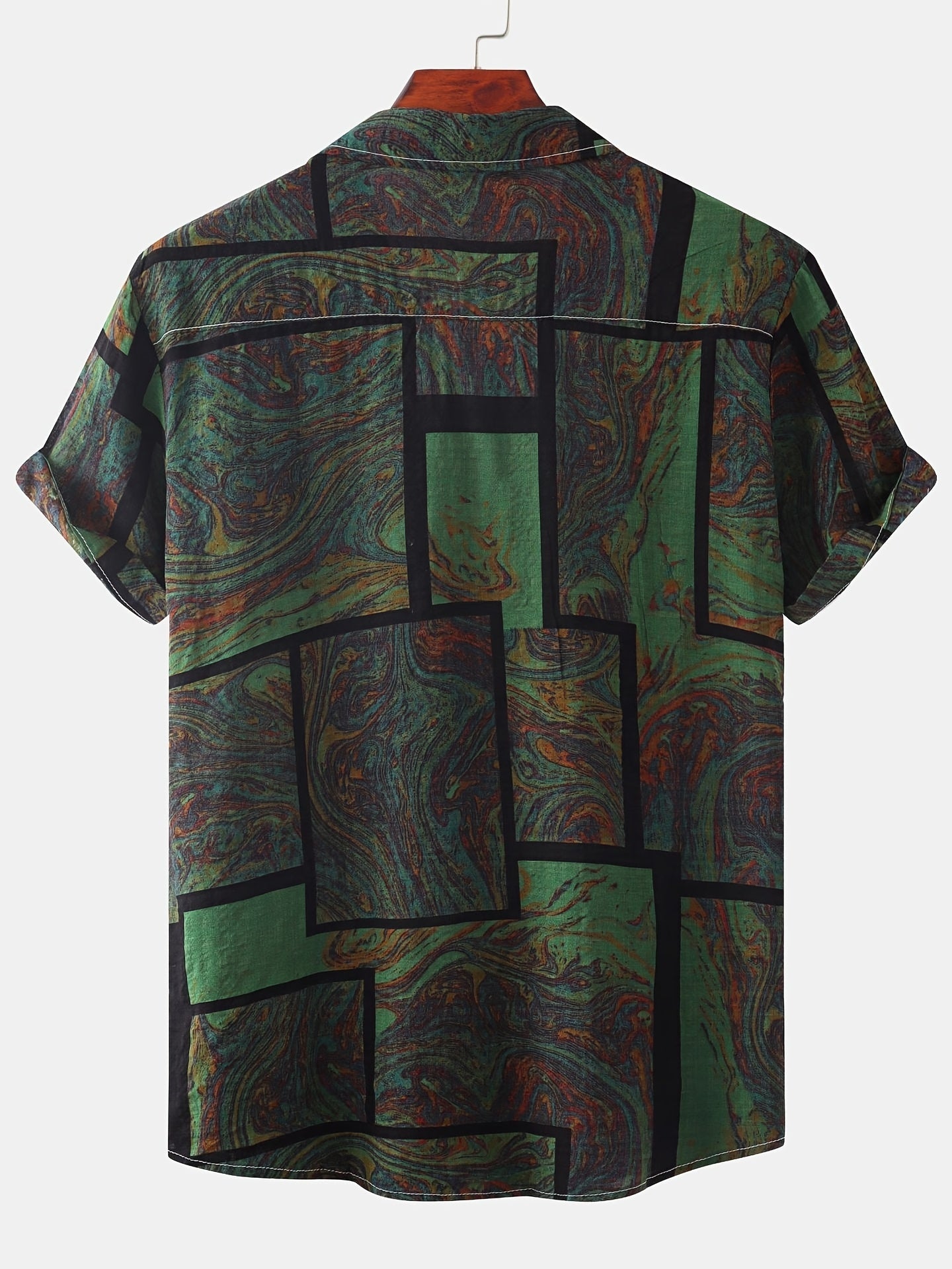 Camicia in cotone con grafica quadrata e maniche corte per l'estate