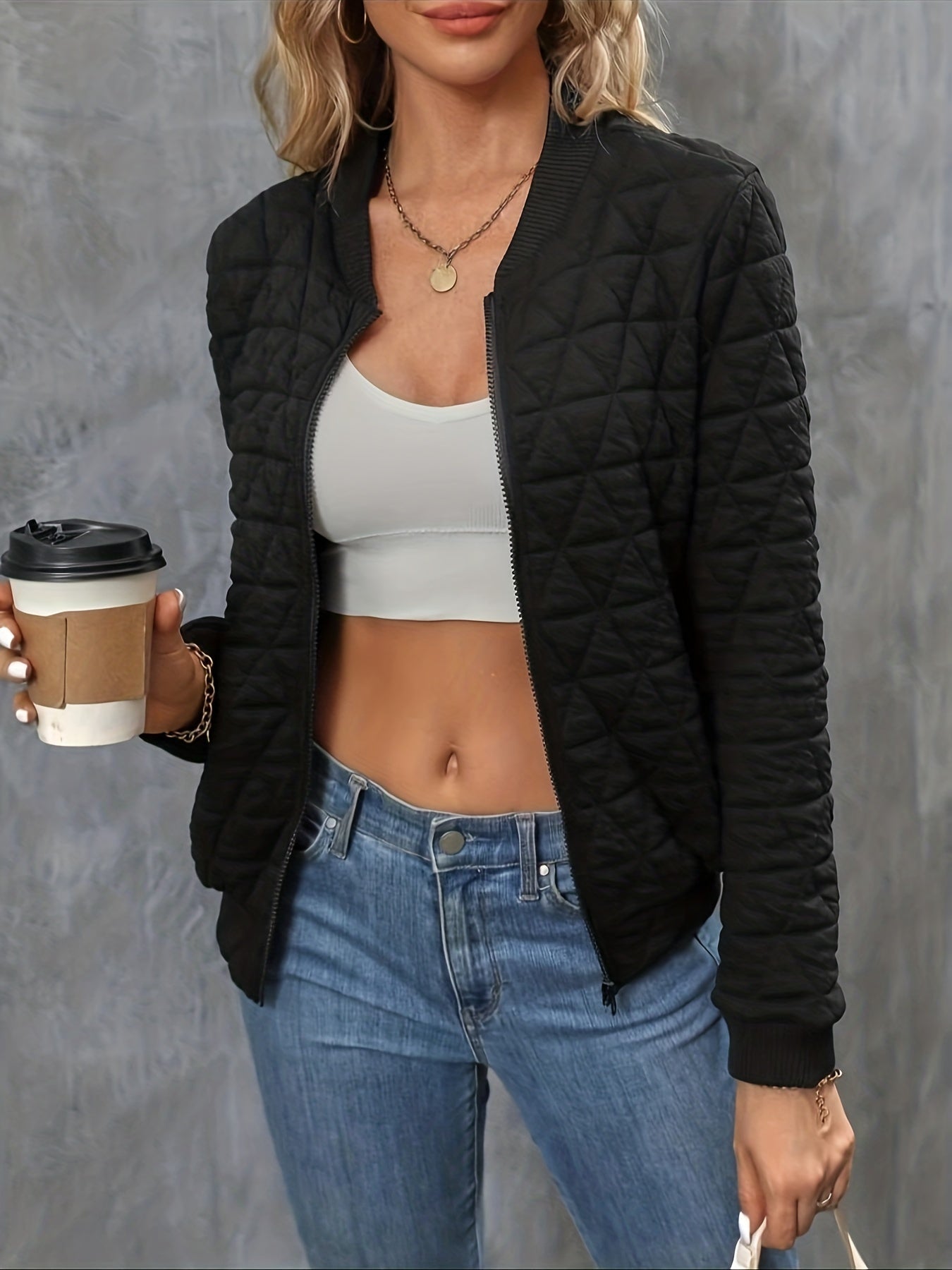 Bomber strutturato nero da donna