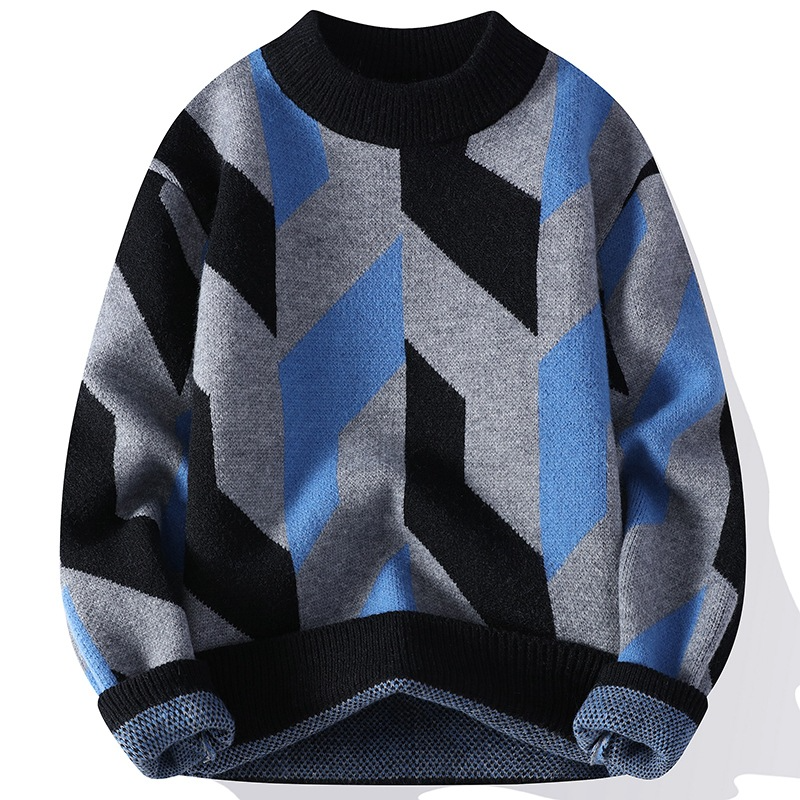 Maglione caldo a righe da uomo
