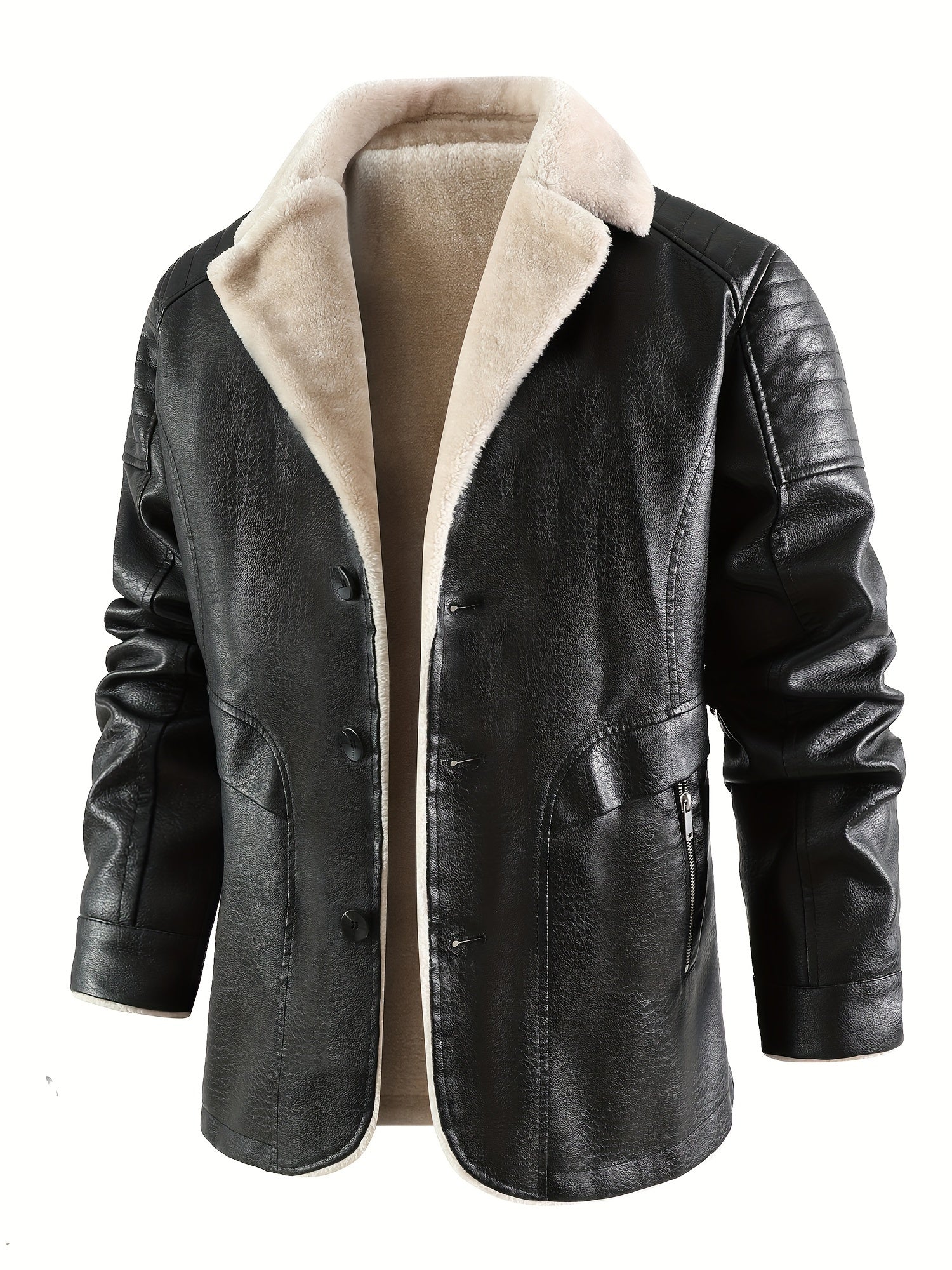 Giacca casual in pile di pelle da uomo