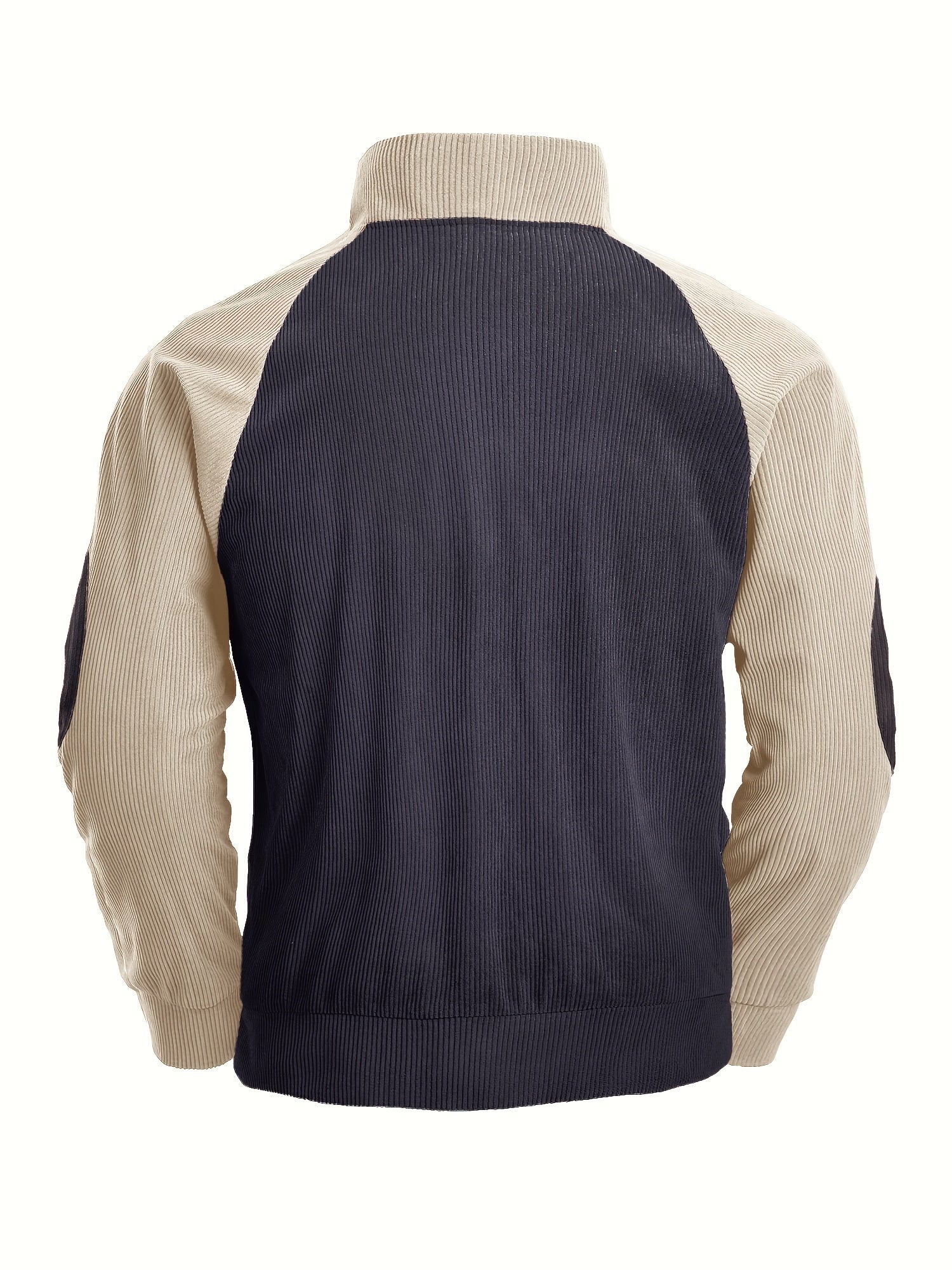 Camicia Henley vintage a coste con maniche lunghe e colletto alla coreana