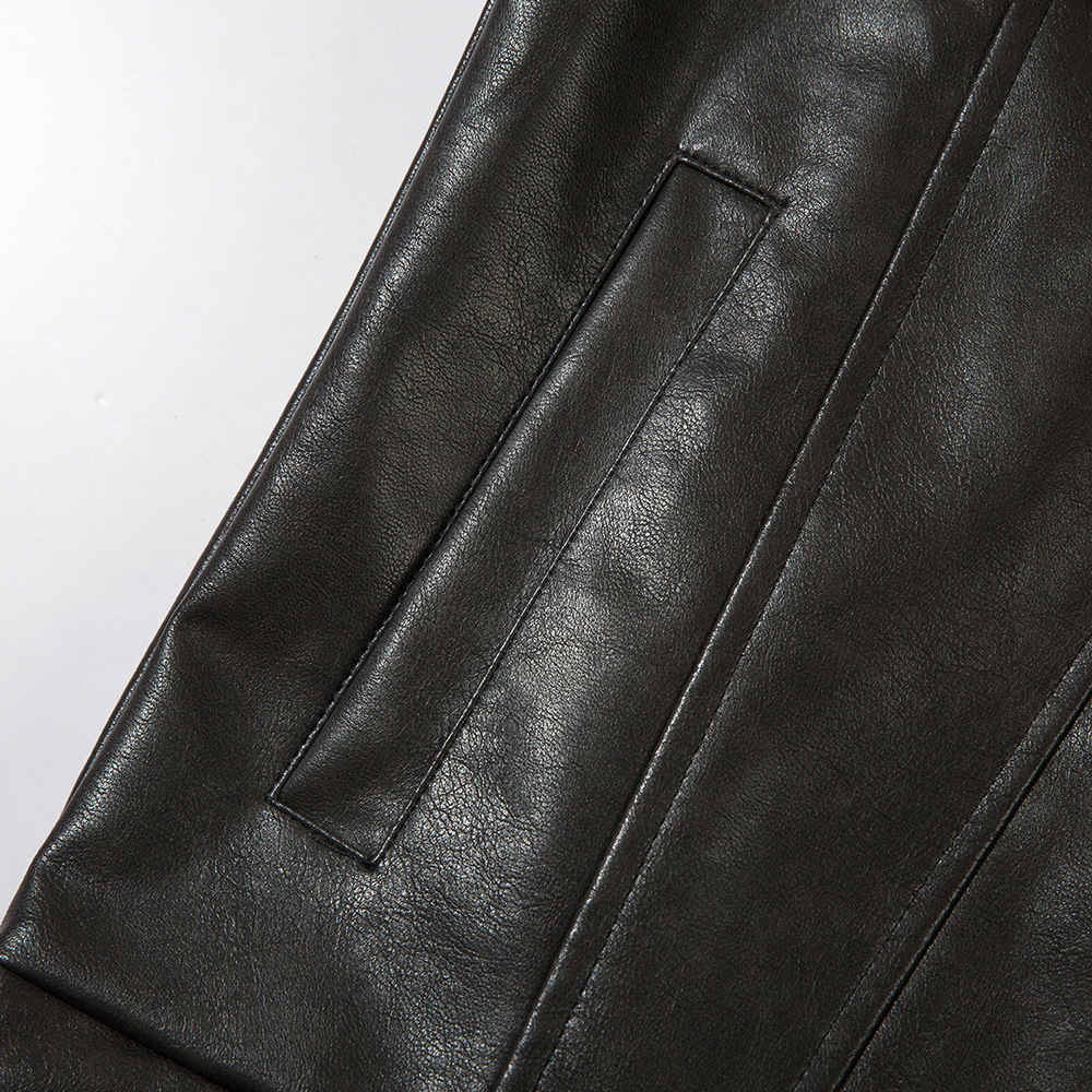 Giacca in pelle con revers da uomo