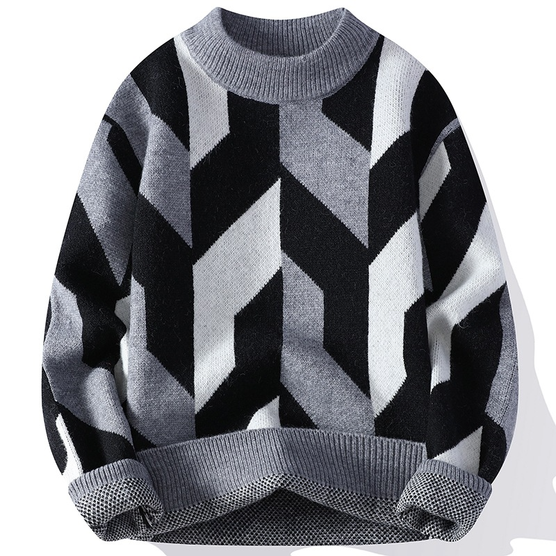 Maglione caldo a righe da uomo