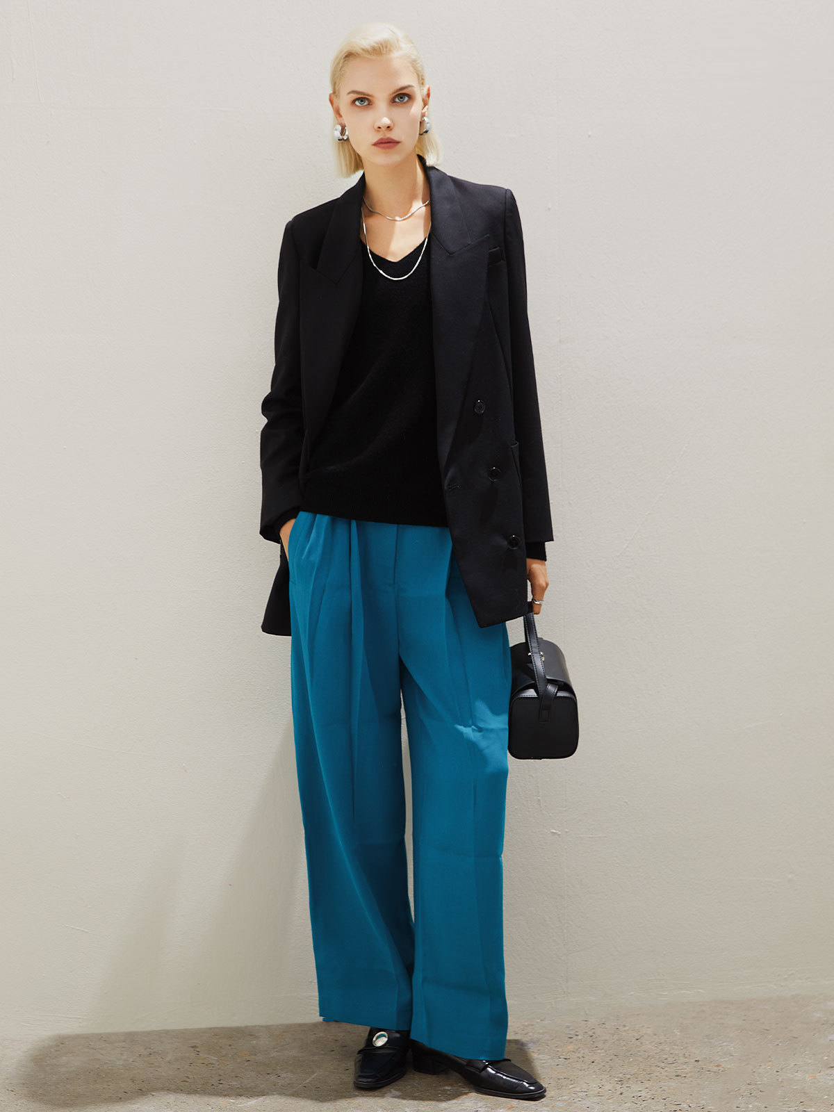 Giacca blazer da donna in twill di lana