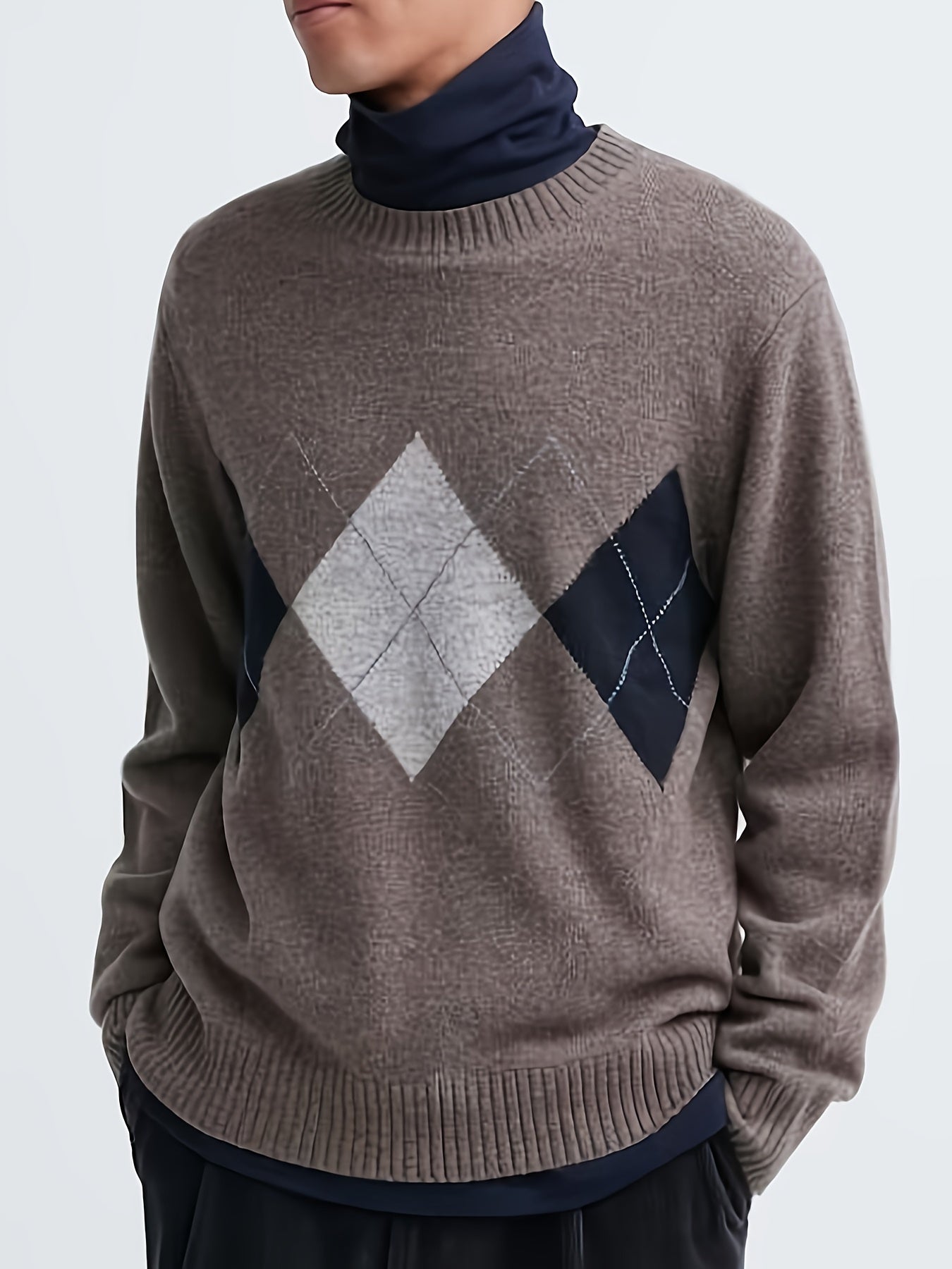 Maglione ampio lavorato a rombi