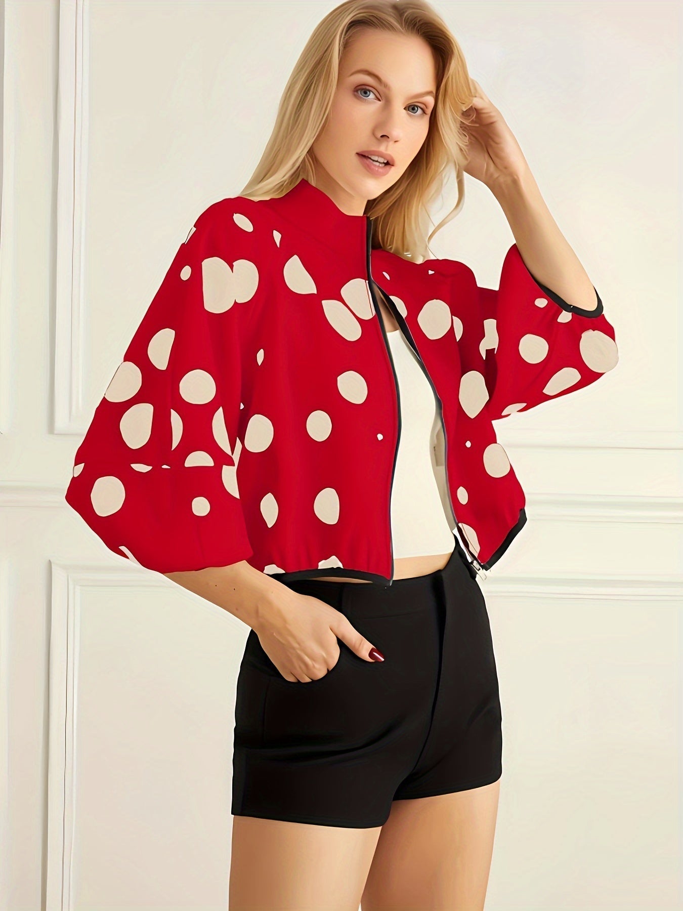 Giacca con zip e stampa a pois