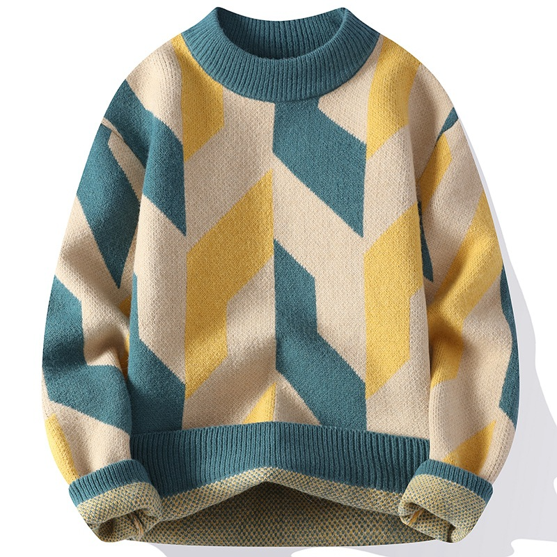 Maglione caldo a righe da uomo