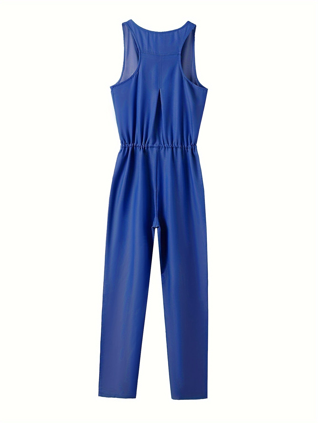 Tuta in denim con cerniera frontale e cintura