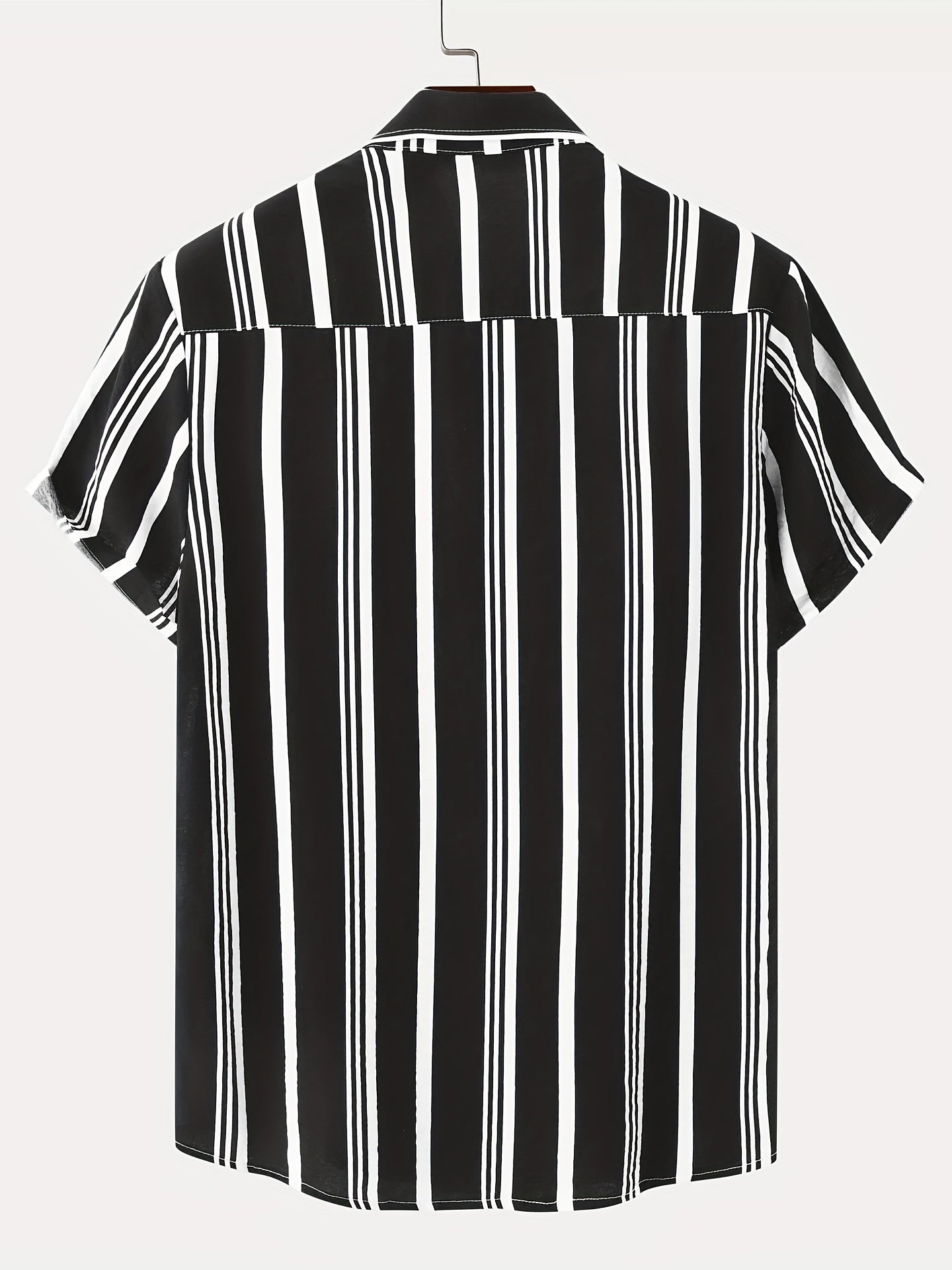 Camicia casual da uomo a maniche corte sottili con risvolto con motivo a righe