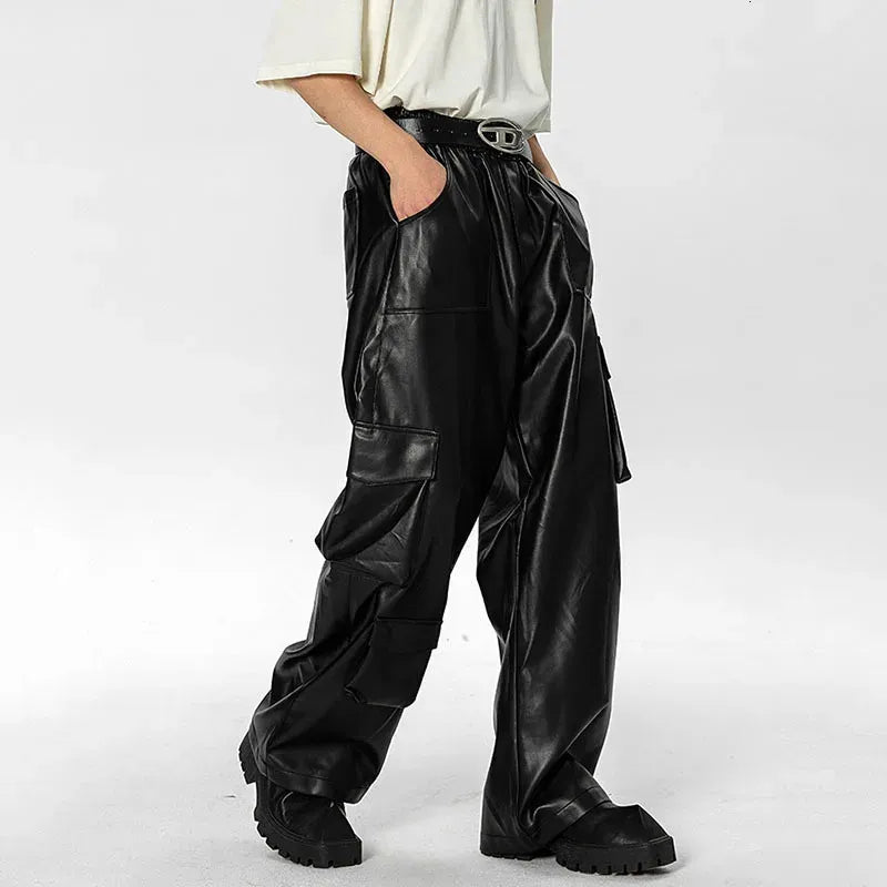 Pantaloni di pelle larghi di lusso